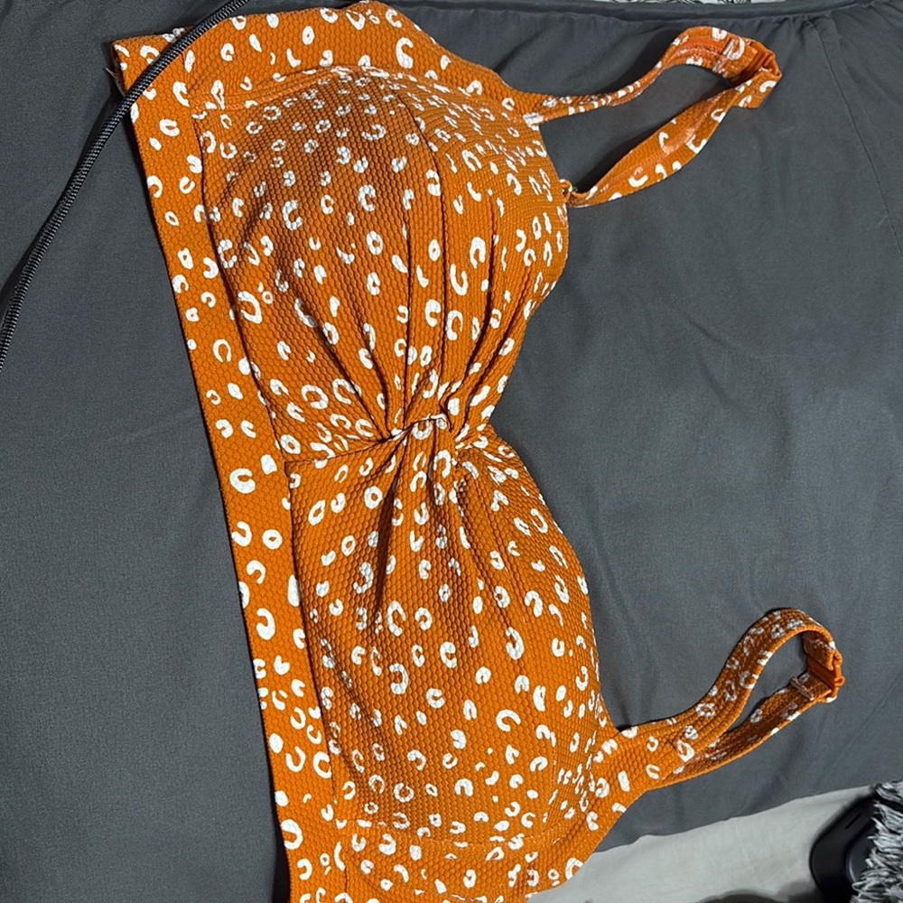 Orange Polka Dot Women's Swim Top